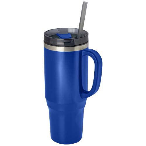 Mug publicitaire 1200ml avec paille inox recyclé Melbourne Bleu royal